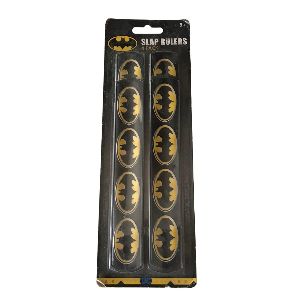 DC Comics Batman Slap Rulers 4 Pack Yellow Black Bat Signal Logo New 701870BAT
